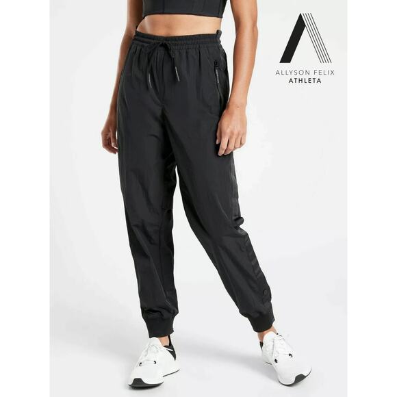 Athleta Allyson Felix Black Legend Jogger Athletic Workout Track Pants S - Picture 1 of 10